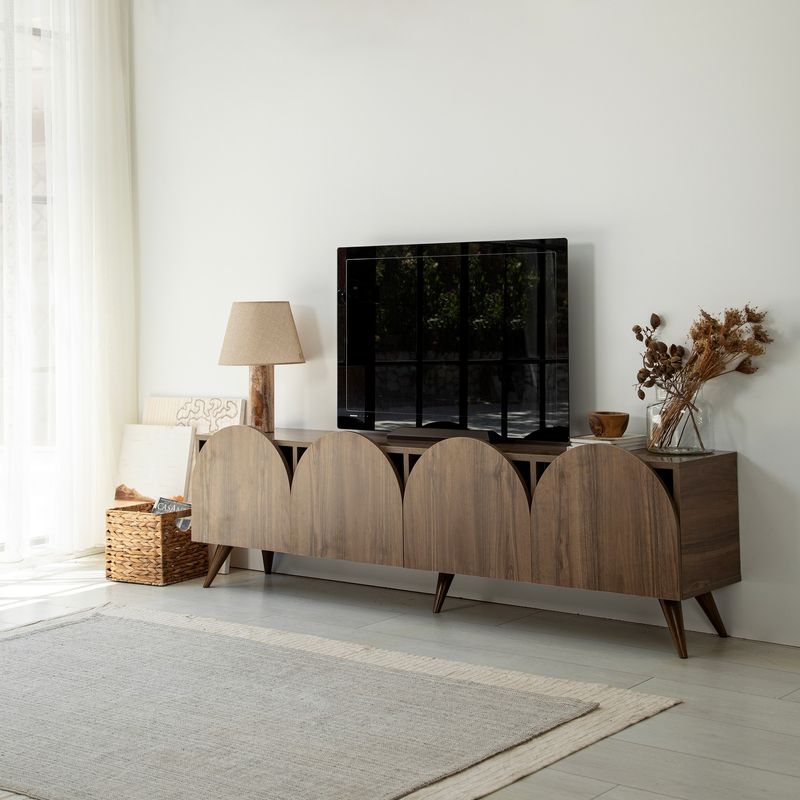 Casa si Gradina - Mobilier - Comode si corpuri - Comode - Comoda tv, Hanah Home, pal melaminat, nuc, 180x35x45 cm, 552NOS2430 - Infinity.ro