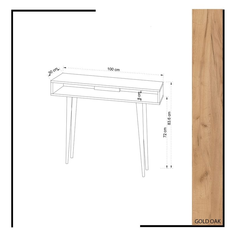 Casa si Gradina - Mobilier - Comode si corpuri - Console - Consola, Hanah Home, PAL melaminat, stejar alb, 100x30x83.6 cm - Infinity.ro