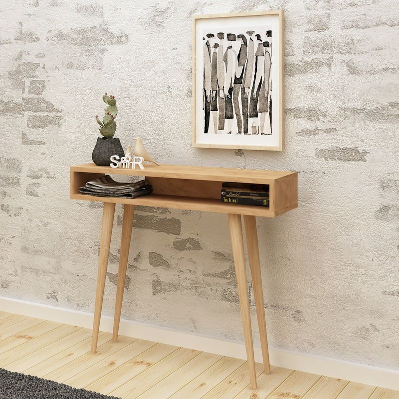 Casa si Gradina - Mobilier - Comode si corpuri - Console - Consola, Hanah Home, PAL melaminat, stejar alb, 100x30x83.6 cm - Infinity.ro