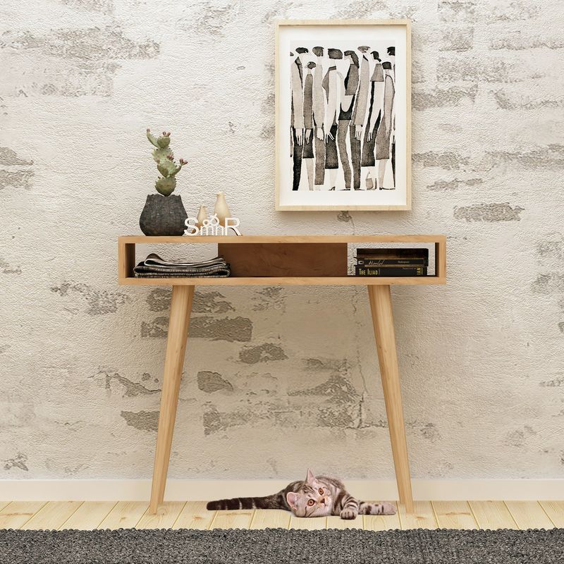 Casa si Gradina - Mobilier - Comode si corpuri - Console - Consola, Hanah Home, PAL melaminat, stejar alb, 100x30x83.6 cm - Infinity.ro