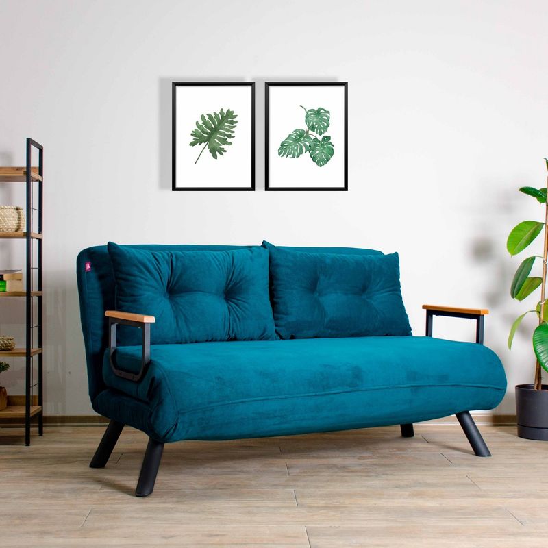 Casa si Gradina - Mobilier - Canapele si coltare - Canapele - Canapea extensibila, Hanah Home, metal, verde petrol, 175x133 cm - Infinity.ro