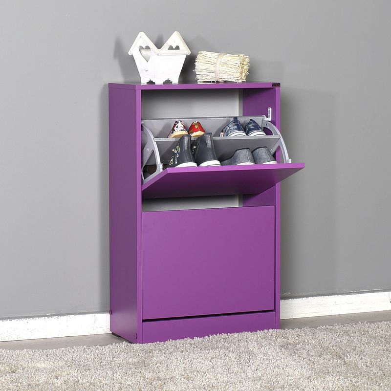 Casa si Gradina - Mobilier - Organizare si depozitare - Organizator incaltaminte - Dulap pentru pantofi, Hanah Home, pal melaminat, mov, 51x26x84 cm - Infinity.ro