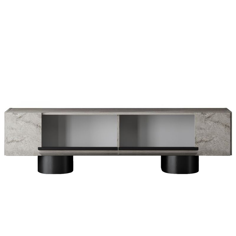 Casa si Gradina - Mobilier - Comode si corpuri - Comode - Comoda tv, Hanah Home, pal melaminat, travertin si negru, 180x50x30 cm, 618BLY1268 - Infinity.ro