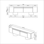 Casa si Gradina - Mobilier - Comode si corpuri - Comode - Comoda tv, Hanah Home, pal melaminat, travertin si negru, 180x50x30 cm, 618BLY1268 - Infinity.ro