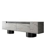 Casa si Gradina - Mobilier - Comode si corpuri - Comode - Comoda tv, Hanah Home, pal melaminat, travertin si negru, 180x50x30 cm, 618BLY1268 - Infinity.ro