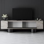 Casa si Gradina - Mobilier - Comode si corpuri - Comode - Comoda tv, Hanah Home, pal melaminat, travertin si negru, 180x50x30 cm, 618BLY1268 - Infinity.ro