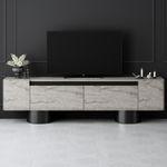 Casa si Gradina - Mobilier - Comode si corpuri - Comode - Comoda tv, Hanah Home, pal melaminat, travertin si negru, 180x50x30 cm, 618BLY1268 - Infinity.ro