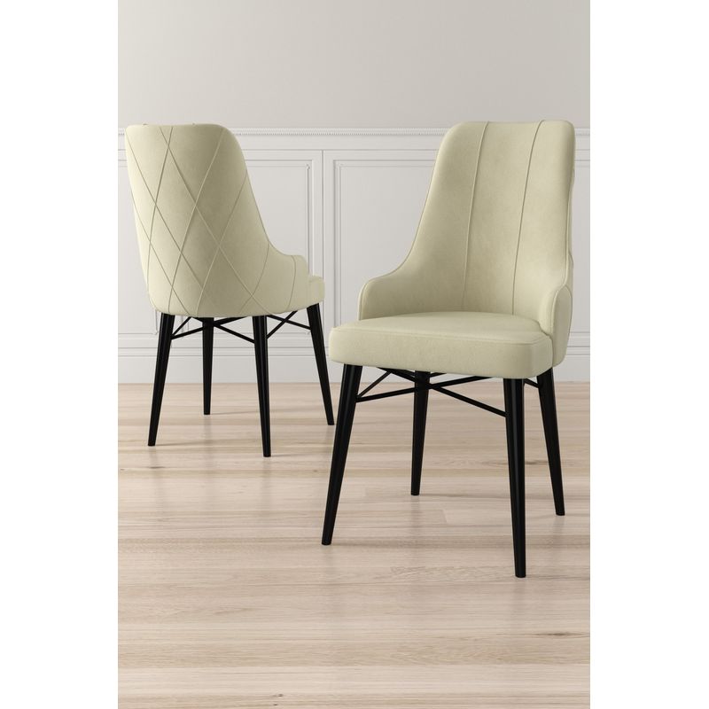 Casa si Gradina - Mobilier - Scaune si fotolii - Scaune - Set scaune, Hanah Home, metal, babyface, crem, negru, 46x42x95 cm, 2 bucati - Infinity.ro