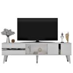 Casa si Gradina - Mobilier - Comode si corpuri - Comode - Comoda tv, Hanah Home, pal melaminat, alb si argintiu, 150x50x29.6 cm - Infinity.ro