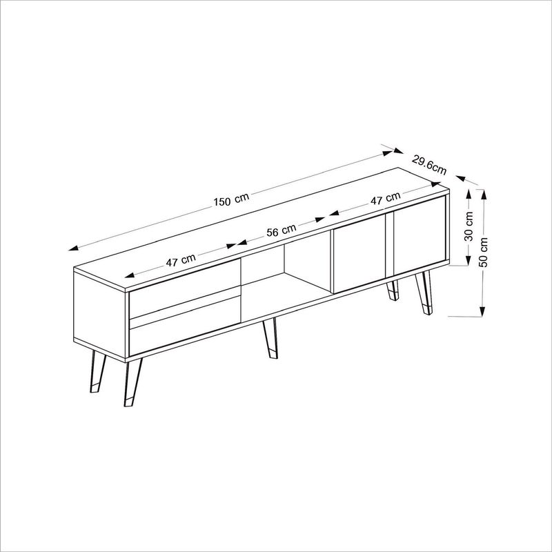 Casa si Gradina - Mobilier - Comode si corpuri - Comode - Comoda tv, Hanah Home, pal melaminat, alb si argintiu, 150x50x29.6 cm - Infinity.ro