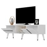 Casa si Gradina - Mobilier - Comode si corpuri - Comode - Comoda tv, Hanah Home, pal melaminat, alb si argintiu, 150x50x29.6 cm - Infinity.ro