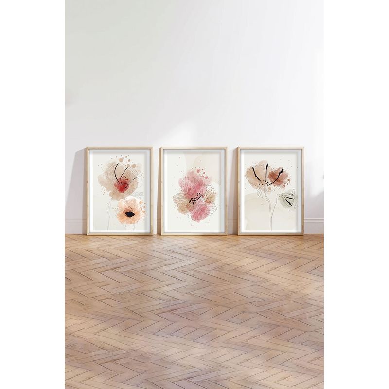 Casa si Gradina - Decoratiuni - Tablouri - Tablou decorativ inramat, Wallxpert, mdf si lemn masiv, multicolor, 50x70 cm, set 3 bucati, 693BSE1502 - Infinity.ro