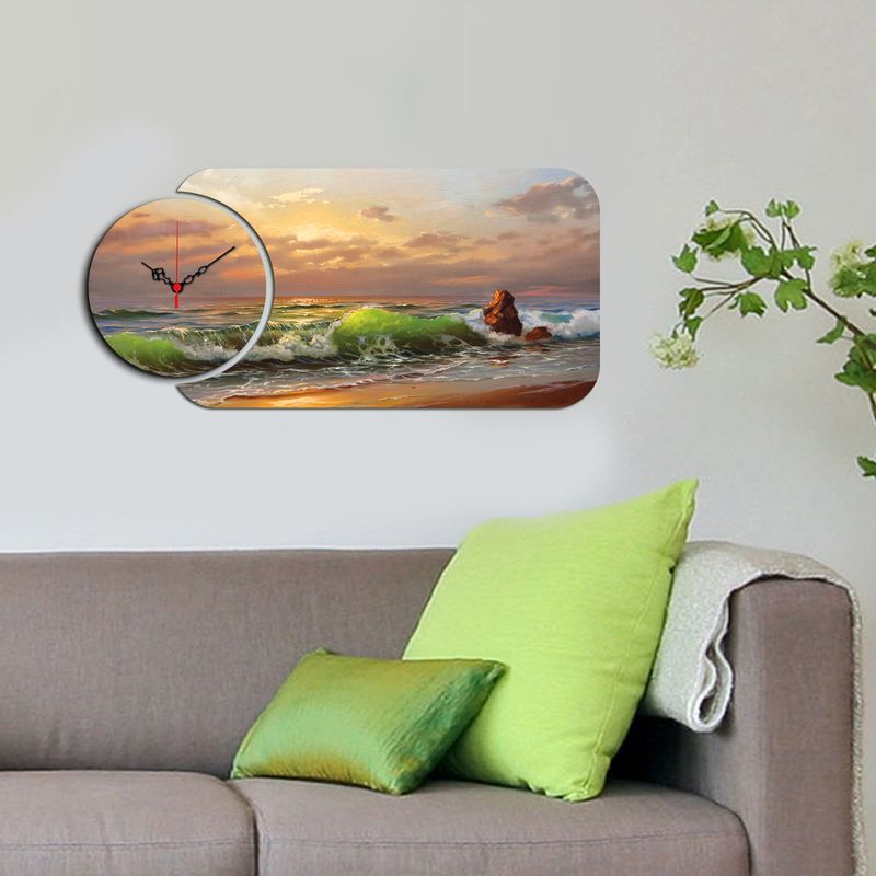 Casa si Gradina - Decoratiuni - Ceasuri - Ceas decorativ, Wallxpert, mdf, multicolor, 68x32 cm, 238HMA5105 - Infinity.ro