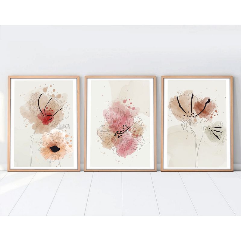 Casa si Gradina - Decoratiuni - Tablouri - Tablou decorativ cu rama, Wallxpert, mdf si lemn masiv, multicolor, 30x40 cm, set 3 piese, 693BSE1499 - Infinity.ro