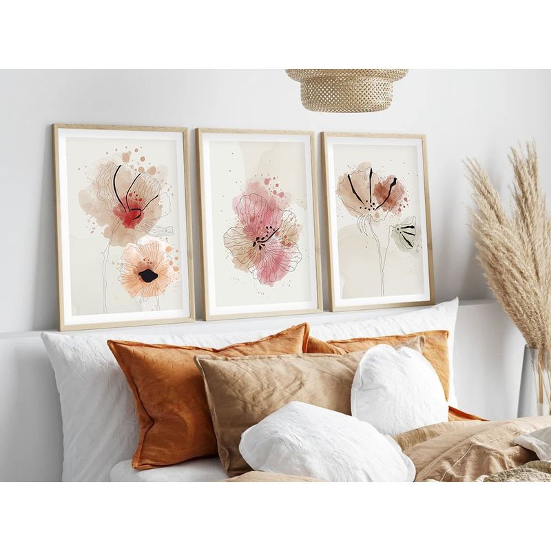 Casa si Gradina - Decoratiuni - Tablouri - Tablou decorativ cu rama, Wallxpert, mdf si lemn masiv, multicolor, 30x40 cm, set 3 piese, 693BSE1499 - Infinity.ro