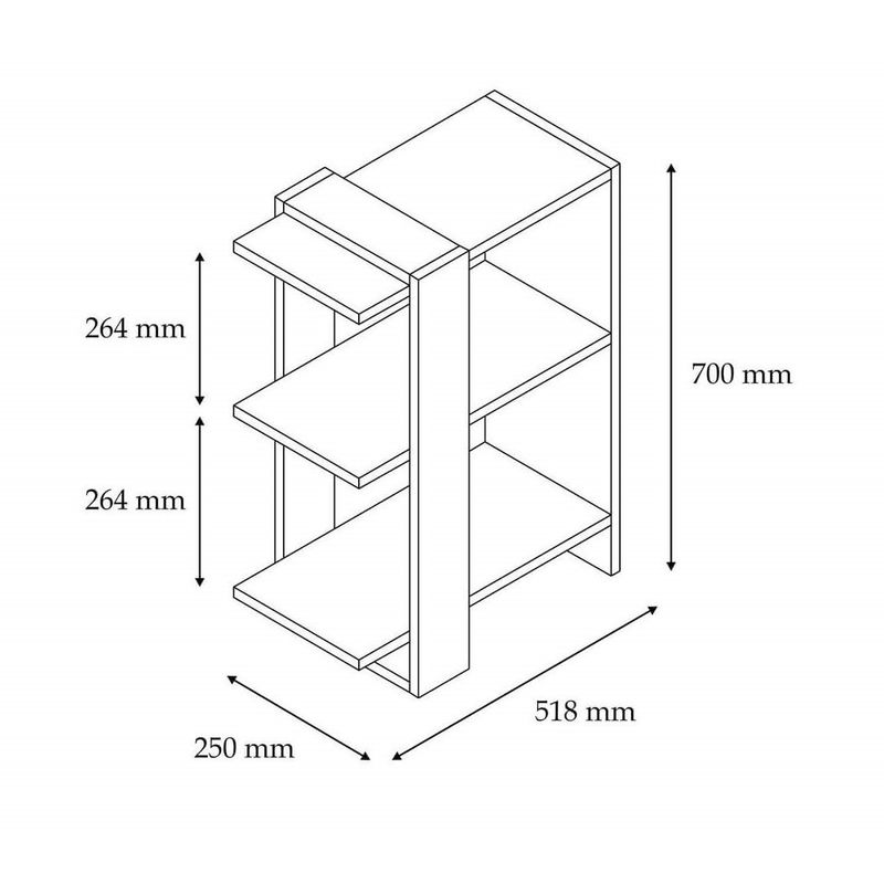 Casa si Gradina - Mobilier - Biblioteci si rafturi - Biblioteci - Biblioteca, Hanah Home, pal melaminat, stejar si antracit, 51.8x25x70 cm - Infinity.ro