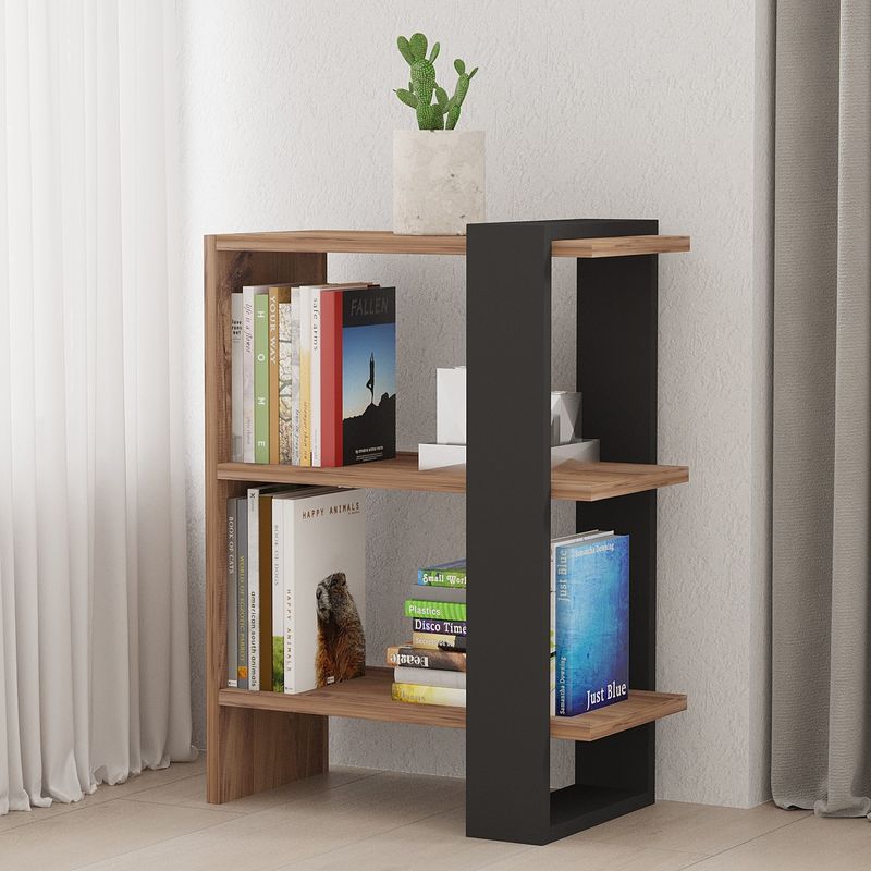 Casa si Gradina - Mobilier - Biblioteci si rafturi - Biblioteci - Biblioteca, Hanah Home, pal melaminat, stejar si antracit, 51.8x25x70 cm - Infinity.ro