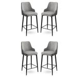 Casa si Gradina - Mobilier - Scaune si fotolii - Tabureti - Taburet bar, Hanah Home, metal, gri si negru, 45x43x105 cm, set 4 bucati - Infinity.ro