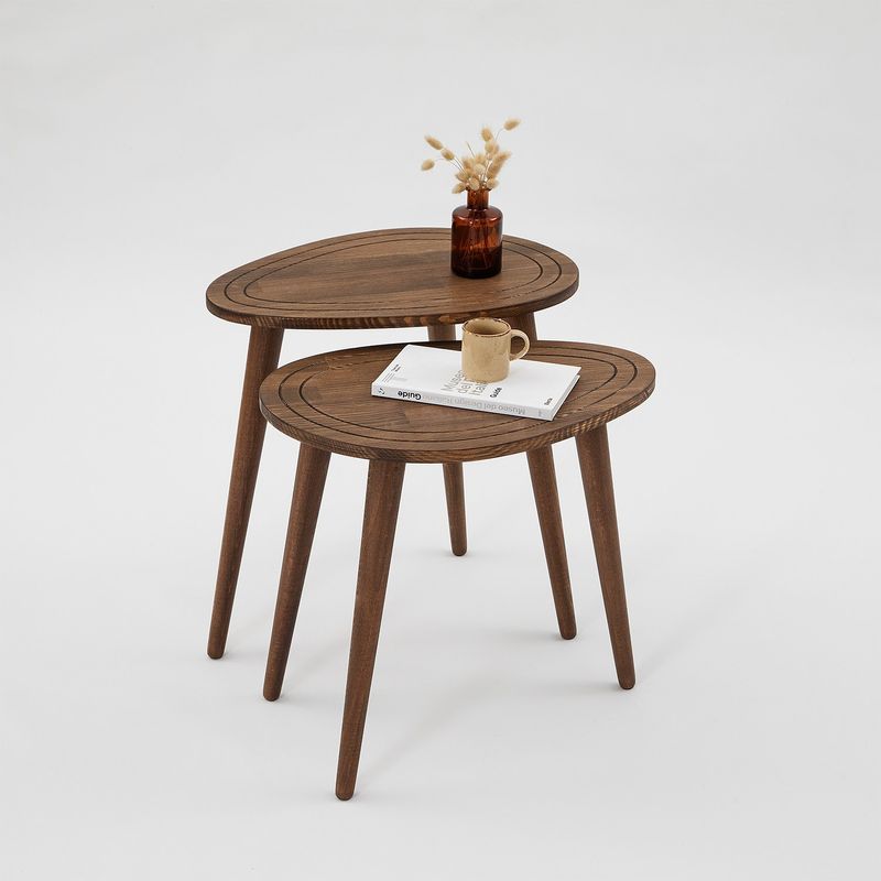 Casa si Gradina - Mobilier - Mese si birouri - Masute de cafea - Set masute cuib, Hanah Home, lemn masiv, nuc, 50x48x33 cm, 50x52x33 cm - Infinity.ro