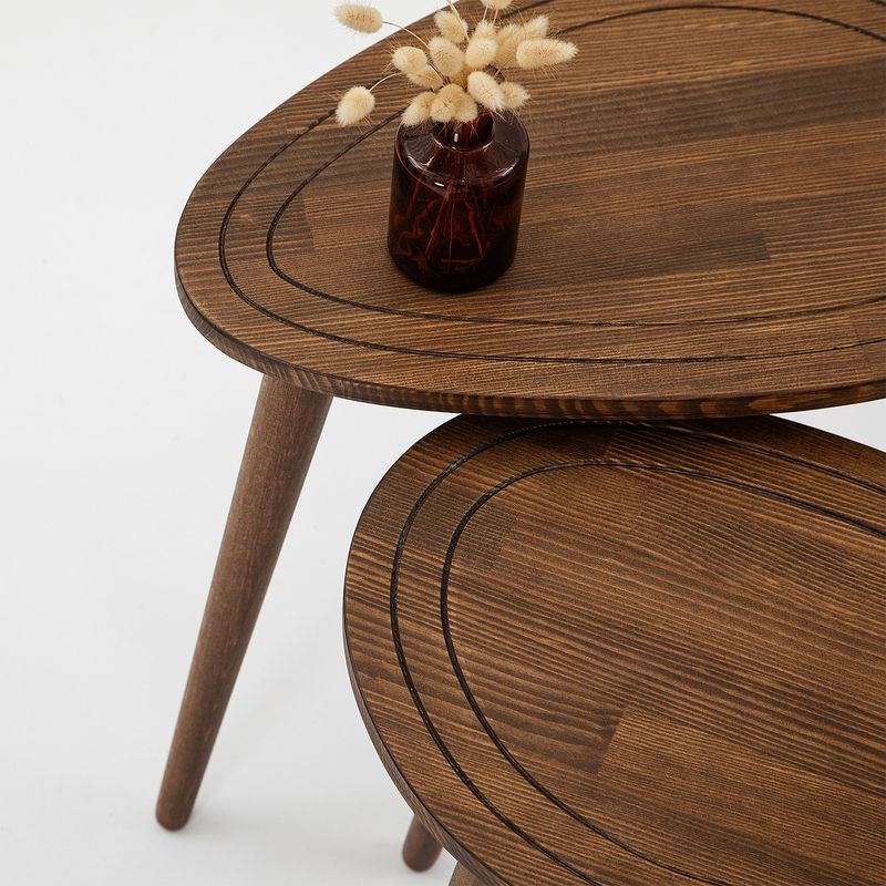 Casa si Gradina - Mobilier - Mese si birouri - Masute de cafea - Set masute cuib, Hanah Home, lemn masiv, nuc, 50x48x33 cm, 50x52x33 cm - Infinity.ro