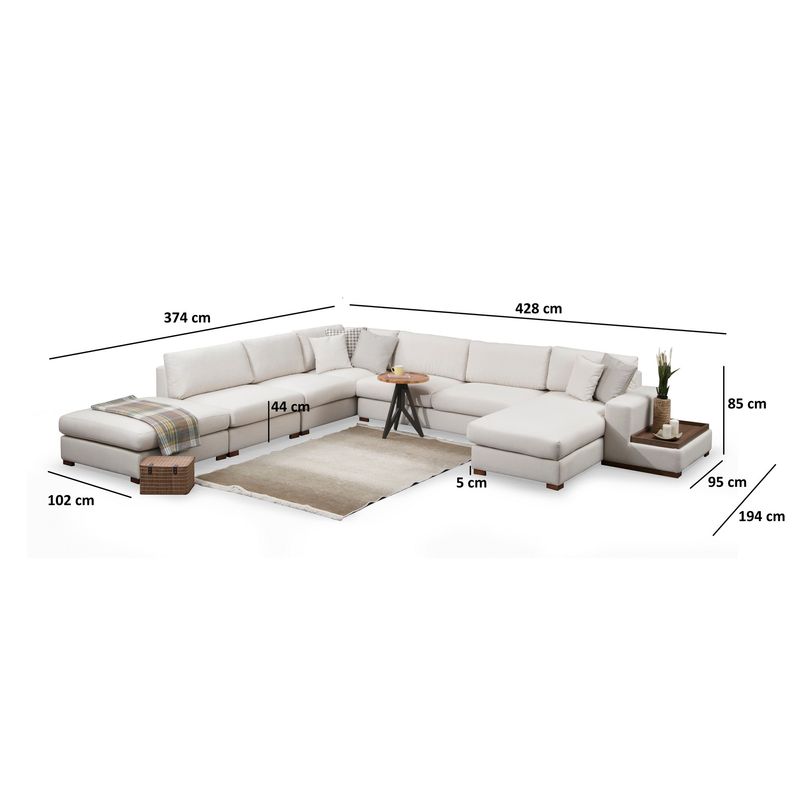 Casa si Gradina - Mobilier - Canapele si coltare - Coltare - Coltar, Atelier Del Sofa, lemn fag si pal, alb, 374x428x102 cm - Infinity.ro