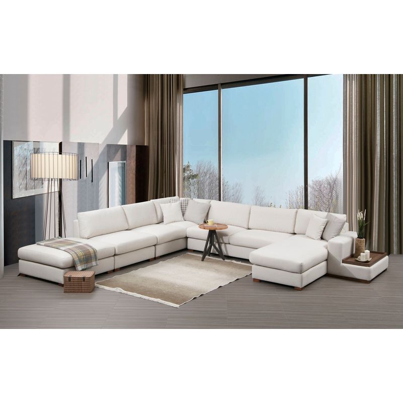 Casa si Gradina - Mobilier - Canapele si coltare - Coltare - Coltar, Atelier Del Sofa, lemn fag si pal, alb, 374x428x102 cm - Infinity.ro
