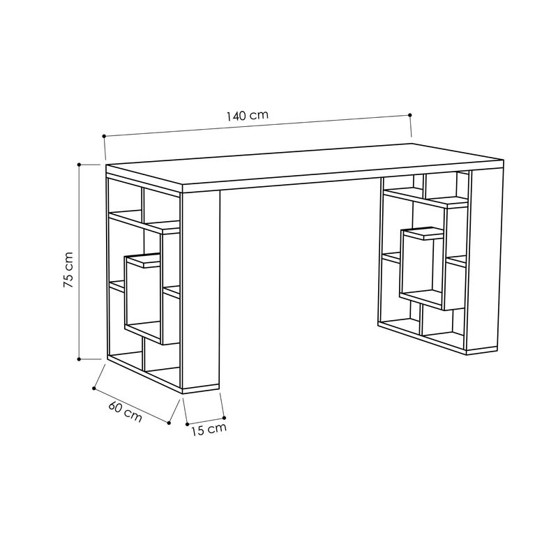 Casa si Gradina - Mobilier - Mese si birouri - Birouri - Birou, Hanah Home, pal melaminat, alb si stejar, 140x60x75 cm, 855DTE3835 - Infinity.ro