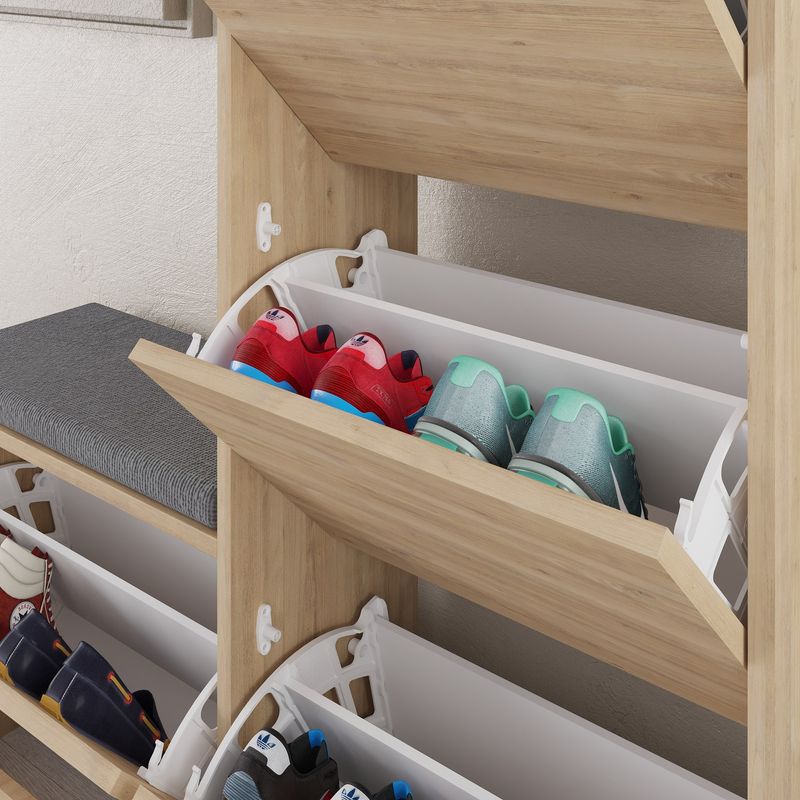 Casa si Gradina - Mobilier - Organizare si depozitare - Organizator incaltaminte - Dulap pentru pantofi, Hanah Home, pal melaminat, stejar, 105x26x118.5 cm - Infinity.ro
