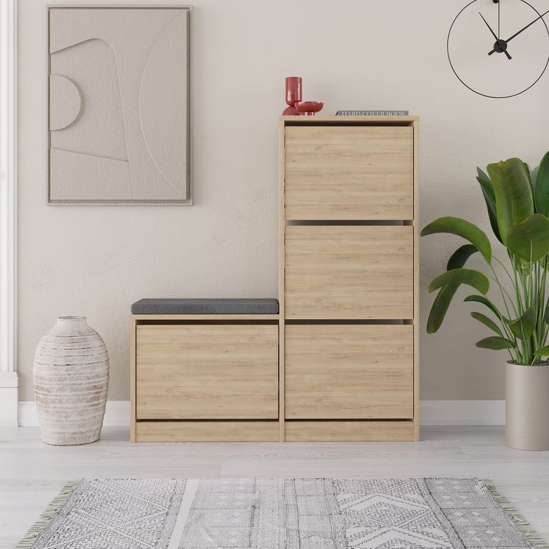Casa si Gradina - Mobilier - Organizare si depozitare - Organizator incaltaminte - Dulap pentru pantofi, Hanah Home, pal melaminat, stejar, 105x26x118.5 cm - Infinity.ro