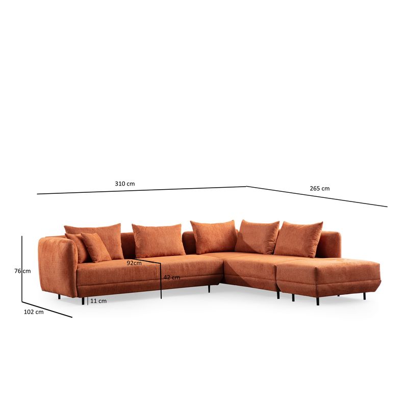 Casa si Gradina - Mobilier - Canapele si coltare - Coltare - Coltar, Atelier Del Sofa, lemn de fag si pal, portocaliu, 310x265x102 cm - Infinity.ro