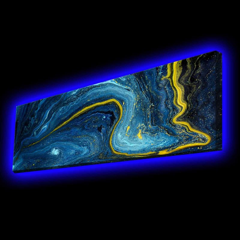 Casa si Gradina - Electrice - Tablouri electrice si accesorii - Tablou canvas cu led, Wallxpert, multicolor, 30x90 cm, poliester, rama lemn, 139LDG1101 - Infinity.ro