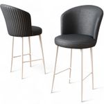 Casa si Gradina - Mobilier - Scaune si fotolii - Tabureti - Set taburete bar, Hanah Home, metal, piele ecologica, antracit si alb, 46x40x107 cm, 6 bucati - Infinity.ro