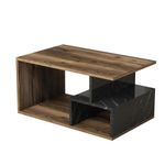 Casa si Gradina - Mobilier - Mese si birouri - Masute de cafea - Masuta de cafea, Hanah Home, pal melaminat, nuc inchis, marmura neagra, 90x54x42 cm - Infinity.ro