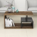 Casa si Gradina - Mobilier - Mese si birouri - Masute de cafea - Masuta de cafea, Hanah Home, pal melaminat, nuc inchis, marmura neagra, 90x54x42 cm - Infinity.ro