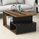 Casa si Gradina - Mobilier - Mese si birouri - Masute de cafea - Masuta de cafea, Hanah Home, pal melaminat, nuc inchis, marmura neagra, 90x54x42 cm - Infinity.ro