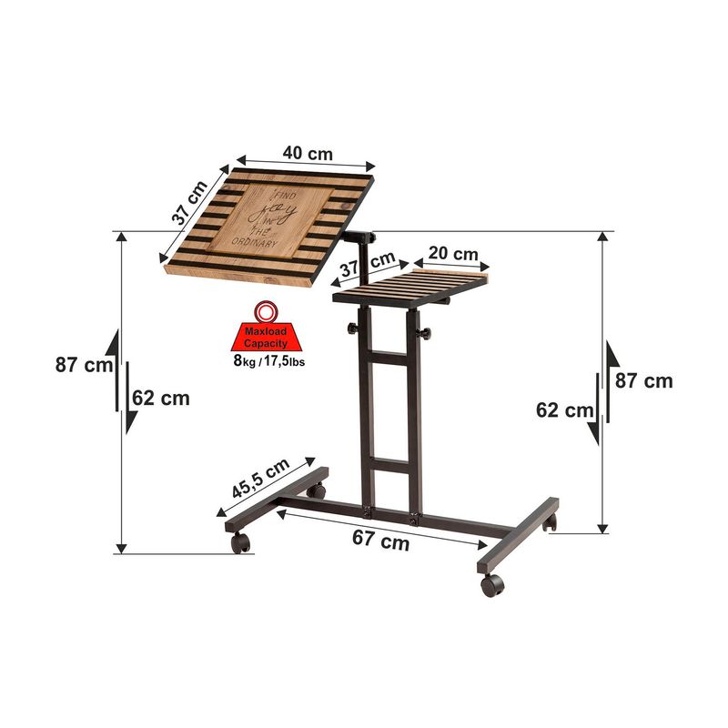 Casa si Gradina - Mobilier - Mese si birouri - Birouri - Birou reglabil pentru laptop, Hanah Home, pal melaminat, pin atlantic si negru, 67x45.5x87 cm, 863SPH2816 - Infinity.ro