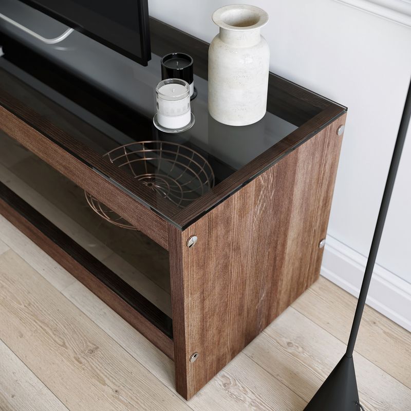 Casa si Gradina - Mobilier - Comode si corpuri - Comode - Comoda tv, Hanah Home, lemn masiv de pin, nuc, 140x45x40 cm - Infinity.ro