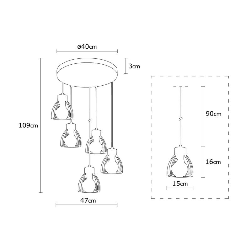 Casa si Gradina - Corpuri si surse de iluminat - Lustre si pendule - Lustra, Opviq, fier, negru, 47x109 cm - Infinity.ro