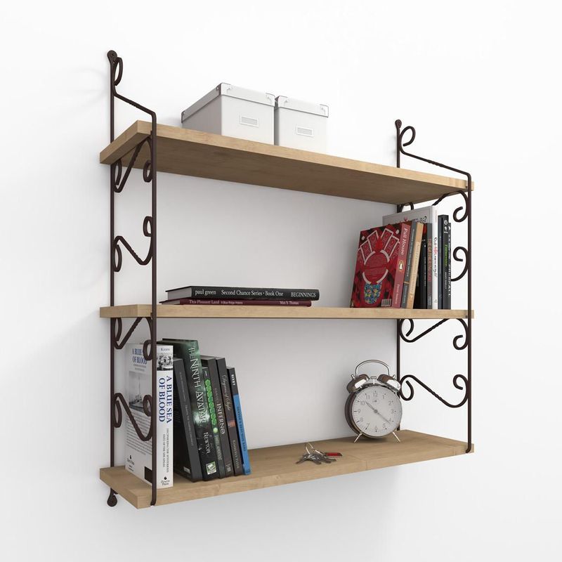 Casa si Gradina - Mobilier - Biblioteci si rafturi - Rafturi - Raft de perete, Hanah Home, pal melaminat, stejar, 72x20x80 cm - Infinity.ro
