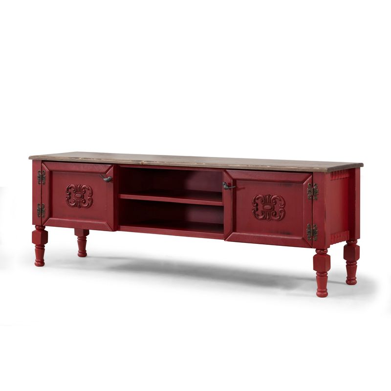 Casa si Gradina - Mobilier - Comode si corpuri - Comode - Comoda tv, Hanah Home, mdf, rosu, 150x40x50 cm - Infinity.ro