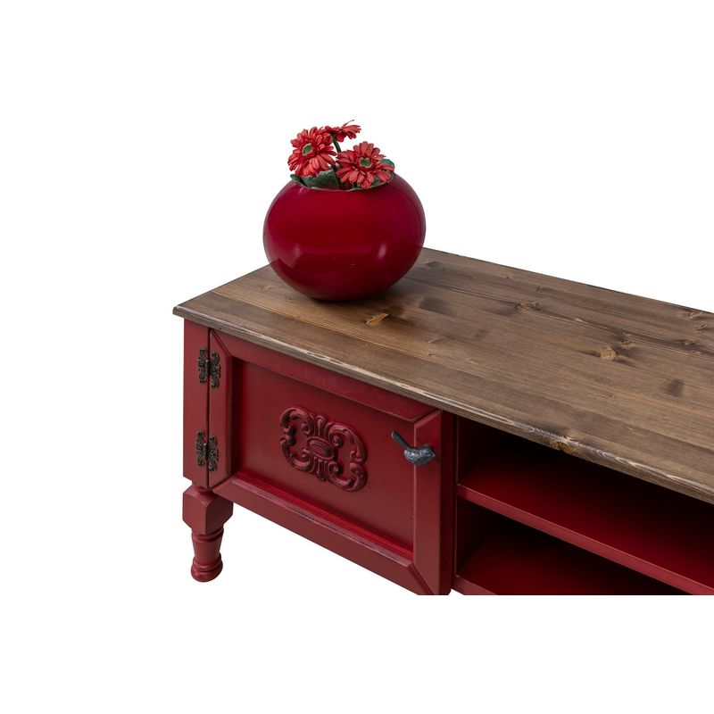 Casa si Gradina - Mobilier - Comode si corpuri - Comode - Comoda tv, Hanah Home, mdf, rosu, 150x40x50 cm - Infinity.ro