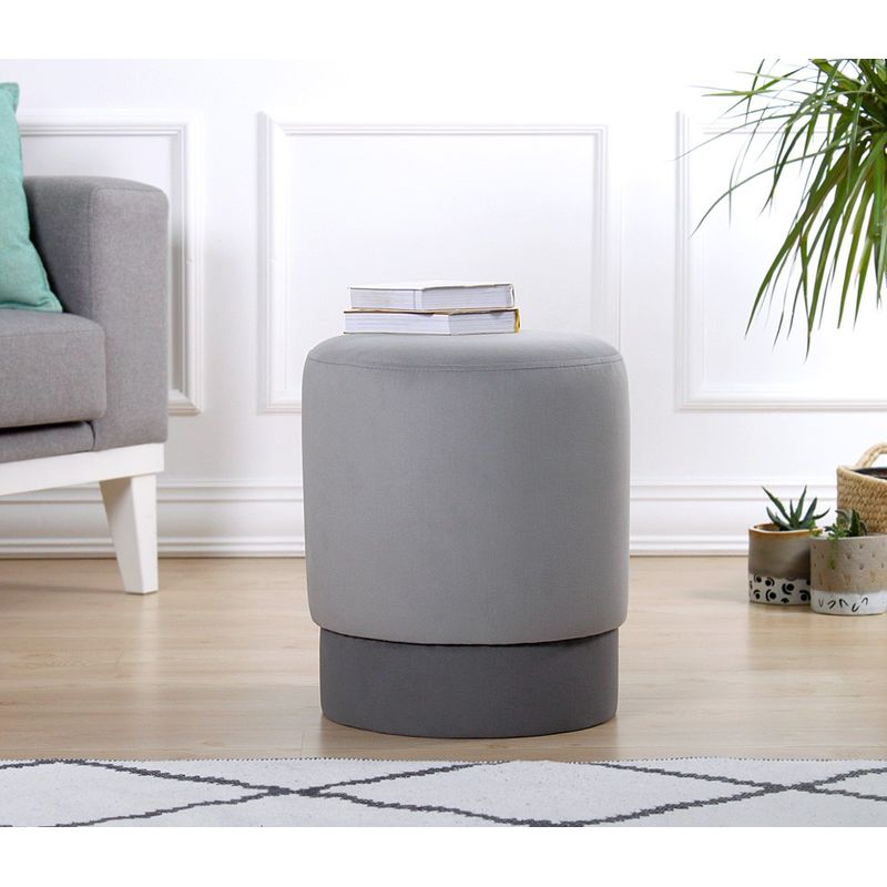 Casa si Gradina - Mobilier - Scaune si fotolii - Tabureti - Taburet, Atelier Del Sofa, catifea si bumbac, gri, 43x38 cm - Infinity.ro