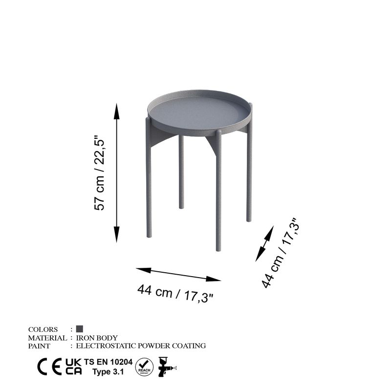 Casa si Gradina - Mobilier - Mese si birouri - Masute de cafea - Masuta de cafea, Hanah Home, metal, gri, 44x44x57 cm - Infinity.ro