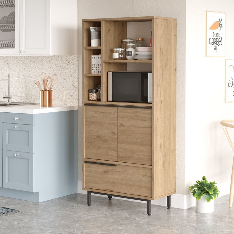 Casa si Gradina - Mobilier - Comode si corpuri - Corpuri bucatarie - Dulap bucatarie, Hanah Home, pal melaminat, nuc, 74.8x35.5x161.6 cm - Infinity.ro
