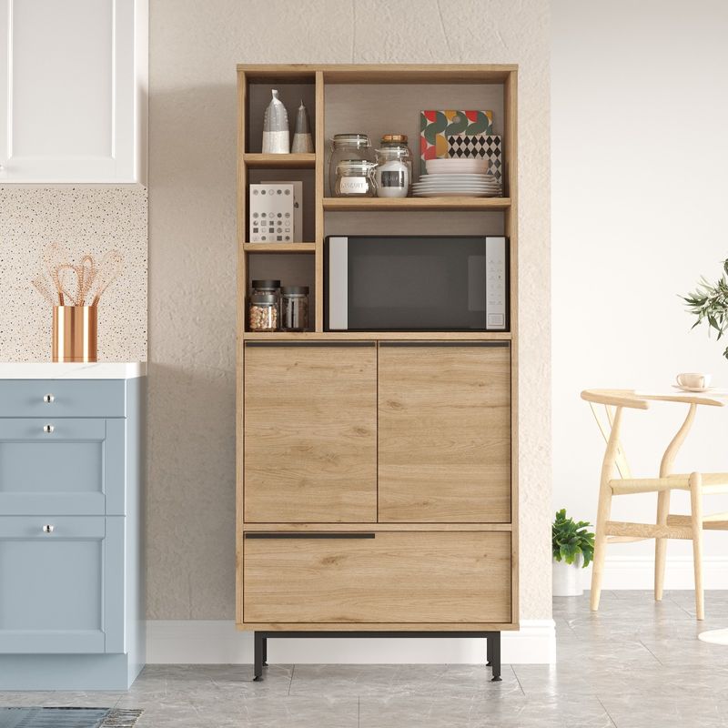 Casa si Gradina - Mobilier - Comode si corpuri - Corpuri bucatarie - Dulap bucatarie, Hanah Home, pal melaminat, nuc, 74.8x35.5x161.6 cm - Infinity.ro