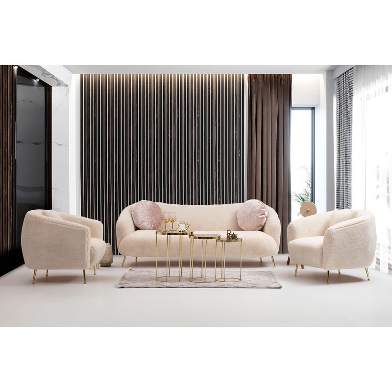 Casa si Gradina - Mobilier - Canapele si coltare - Canapele - Canapea 3 locuri, Hanah Home, lemn fag si pal, bej, 215x90x80 cm - Infinity.ro