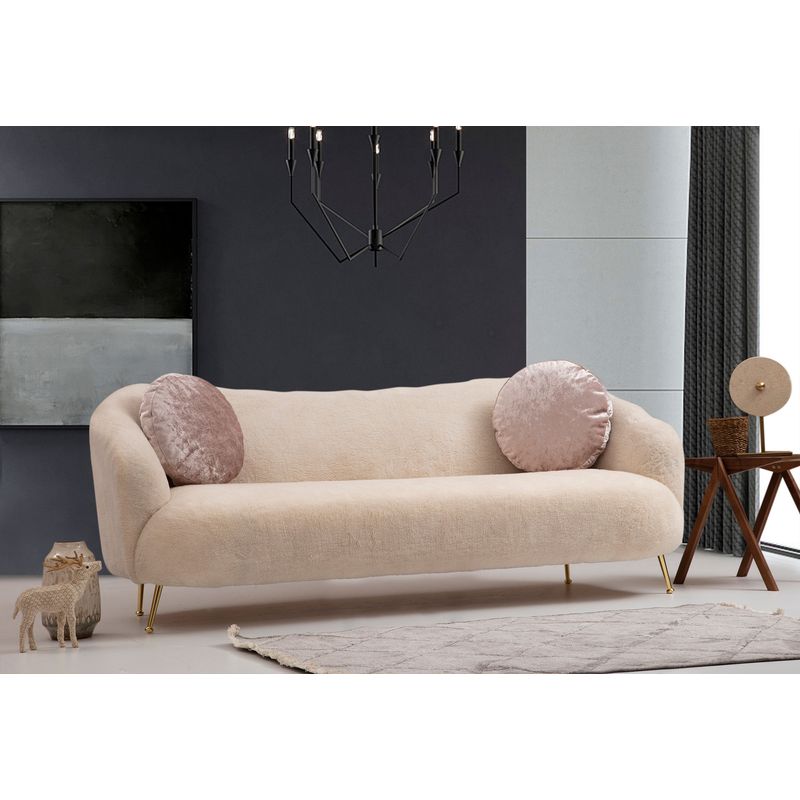 Casa si Gradina - Mobilier - Canapele si coltare - Canapele - Canapea 3 locuri, Hanah Home, lemn fag si pal, bej, 215x90x80 cm - Infinity.ro
