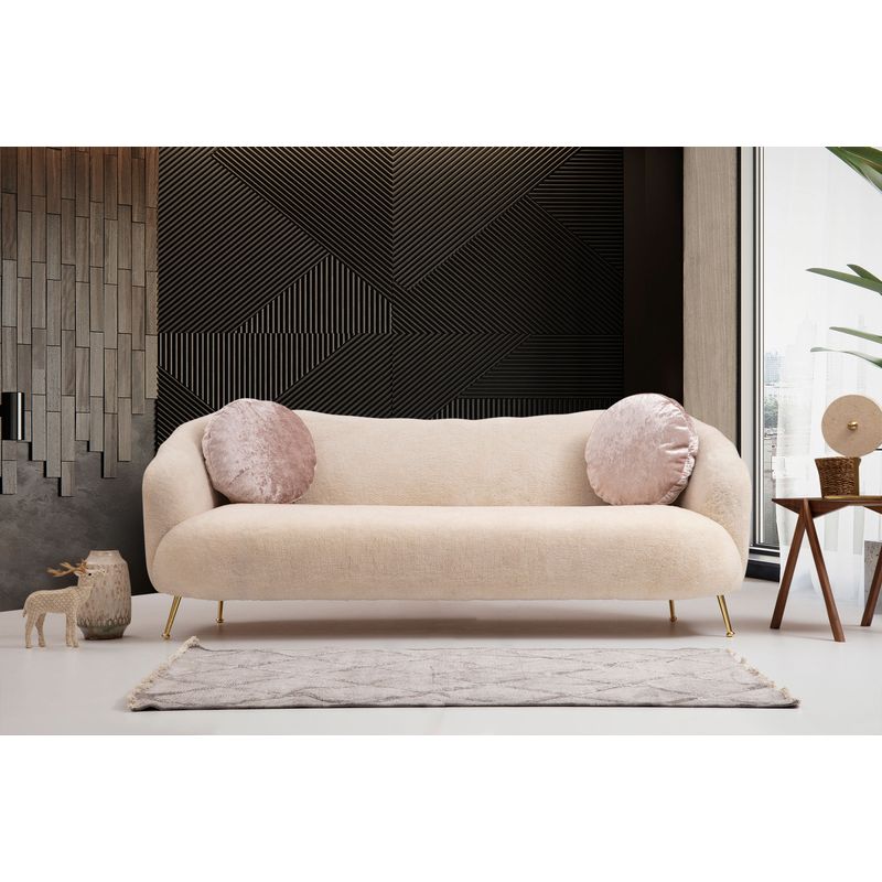 Casa si Gradina - Mobilier - Canapele si coltare - Canapele - Canapea 3 locuri, Hanah Home, lemn fag si pal, bej, 215x90x80 cm - Infinity.ro
