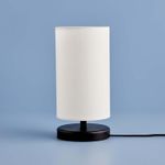 Casa si Gradina - Corpuri si surse de iluminat - Veioze si lampi - Veioze - Veioza, Opviq, material textil, baza din lemn, alb negru, 15x24x30 cm - Infinity.ro