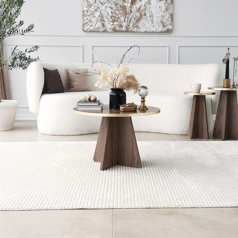 Casa si Gradina - Mobilier - Mese si birouri - Masute de cafea - Masuta de cafea, Hanah Home, pal melaminat, auriu si nuc, 60x60x40 cm - Infinity.ro